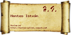 Hentes István névjegykártya